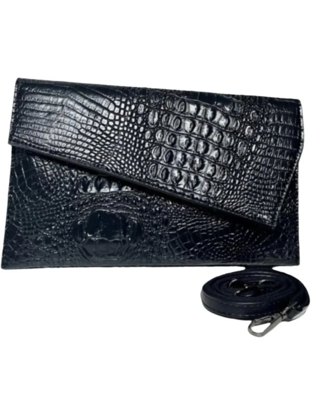 Chic Vegan Leather Crocodile Evening Clutch | Stylish Crossbody & Shoulder Bag